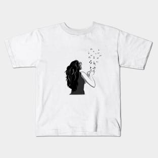 The Girl with musical notes Kids T-Shirt